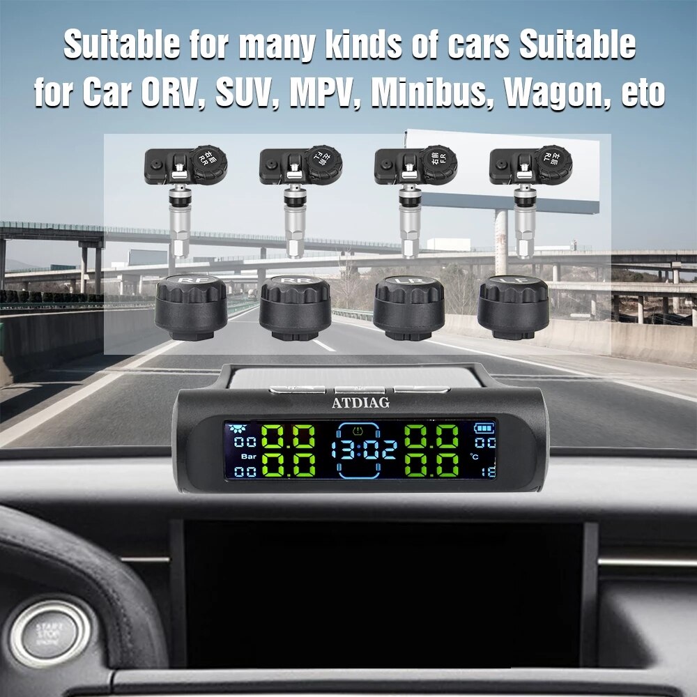 2022 Car TPMS Tire Pressure Alarm Monitor System Internal / External Tire Temperature Sensor Wireless Pressure Sensor