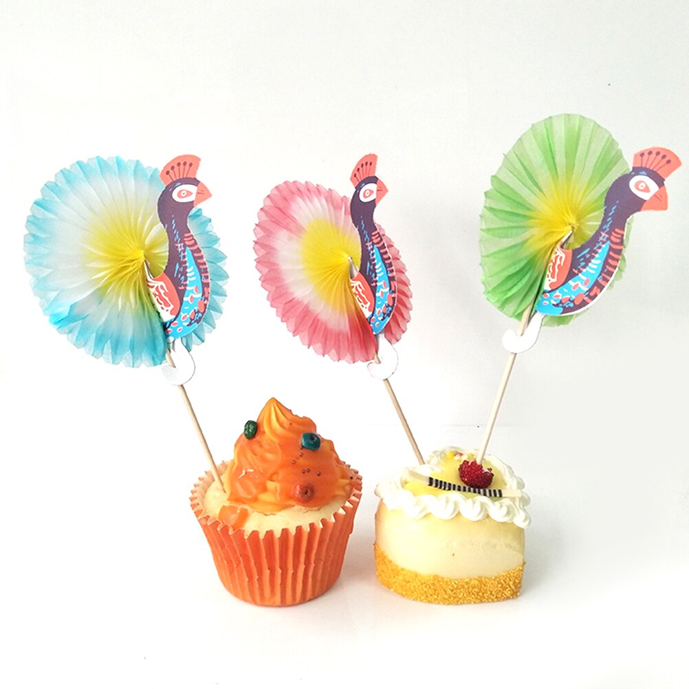 25 stuks Wegwerp Cocktail Toppers Artistieke Pauw Picks Kleurrijke Cupcake Toppers Feestartikelen Cocktail Picks