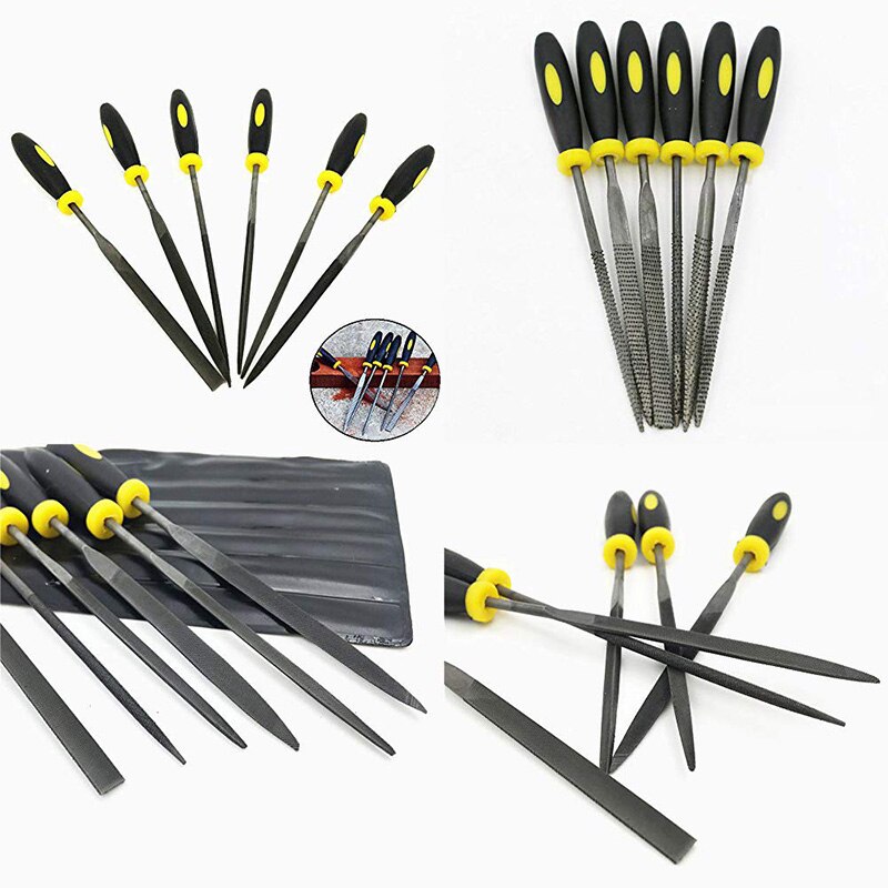 Mini Needle File Set, Wood Rasp File Set with Rubber Handle, Bastard Files for Wood and Soft Stuffs Carving (Wood Rasp, Mini)