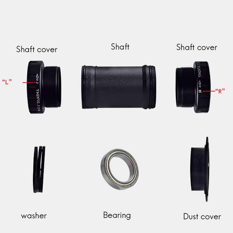 Bike Bottom Brackets Set Sealed Bearing Thread Type 68 73Mm BSA68 BB91 Shell Axis MTB Road Bike Bottom Bracket,Black