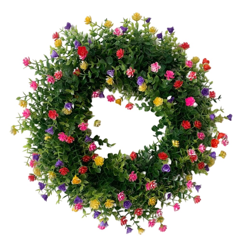 22" Artificial Dahlia & Hydrangea Wreath - Purple, Pink, Magenta Spring Summer Door Decor For Easter & Mother's Day - View #6