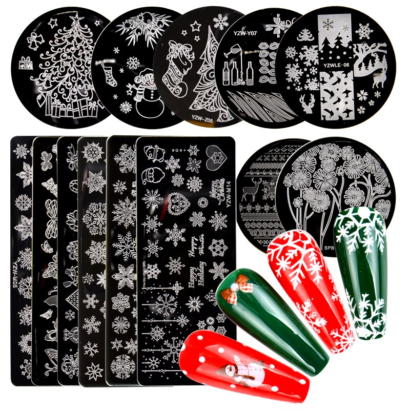 1 pc nail art stempelplaten nagellak print blad bloem dromenvanger sneeuwvlok kerst stempel schraper spons
