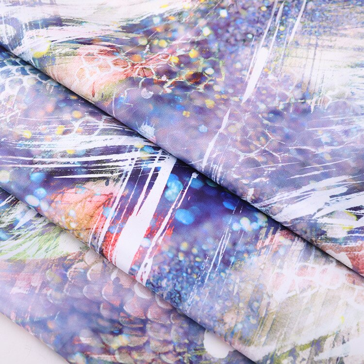 Matt stretch satin fabric meter digital printing pajamas cheongsam home wear fabric polyester spandex fabric cloth