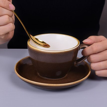 Ceramic Coffee Cups Set Breakfast Milk Tea Cup With Tray & Spoon Afternoon Tea Drinkware Cup Kitchen Utensils Wedding: Style 4