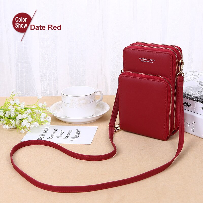 Trasporto di Goccia di modo Colorato Sacchetto Del Cellulare di Modo di Uso Quotidiano del Supporto di Carta Piccolo Sacchetto di Spalla di Estate per Le Donne borse Del Progettista: date-red