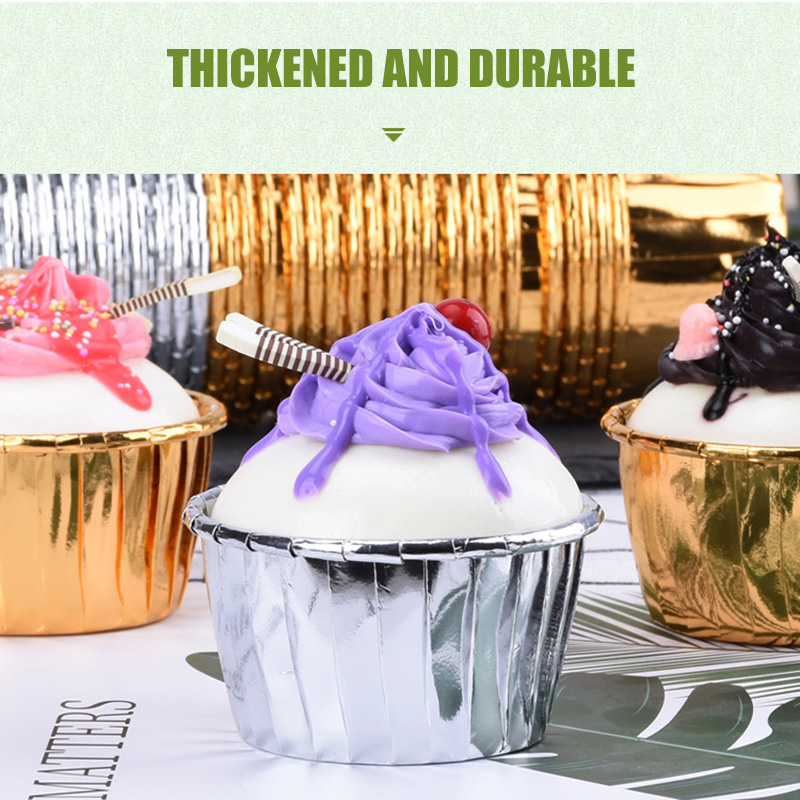 50/100pcs Aluminum Foil Cupcake Paper Cupcake Liner Baking Cups Muffin Cupcake Paper Cups Baking Pastry Tools Bakeware