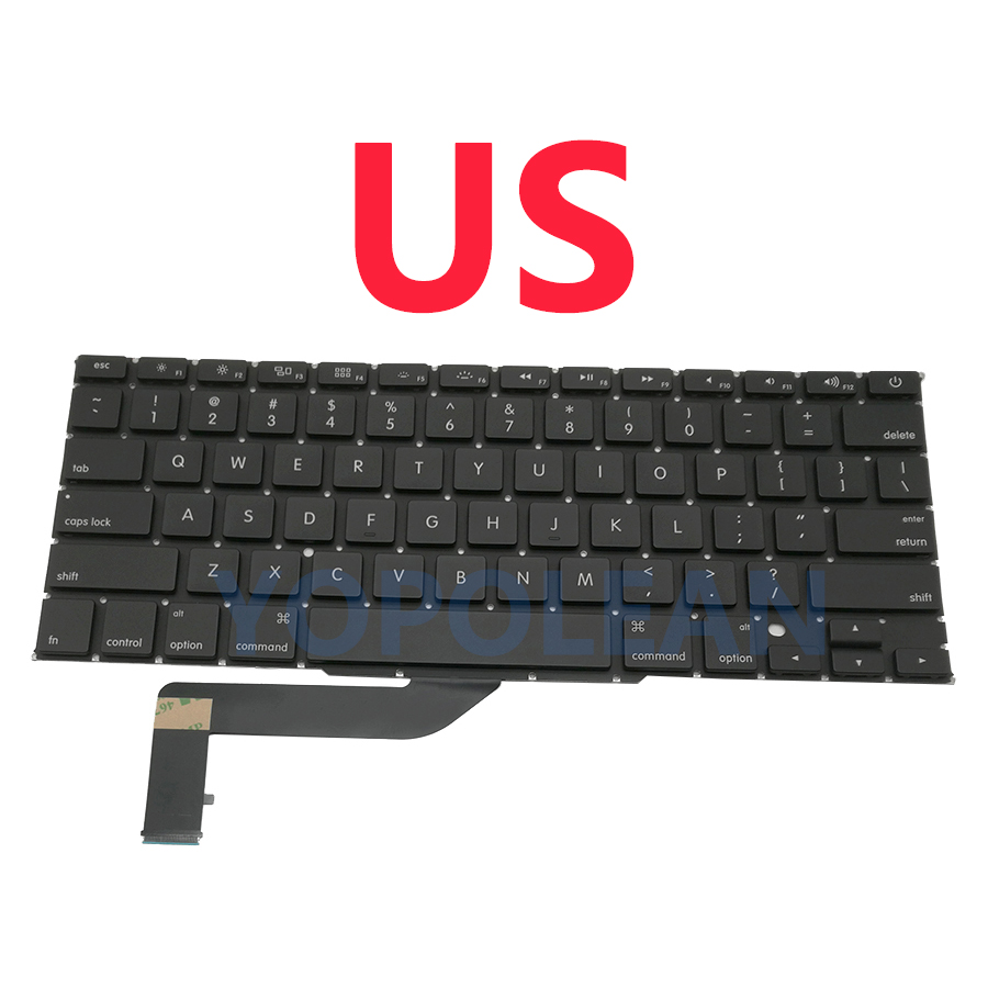 US UK Russian Spain French German Sweden Laptop Keyboard For Macbook Pro Retina 15" A1398: US
