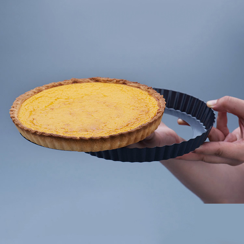 Non-stick Tart Quiche Flan Pan Mallen Pie Pizza Taart Ronde Mould Verwijderbare Losse Bodem Gecanneleerd Zware Pie pan Bakvormen Gyh