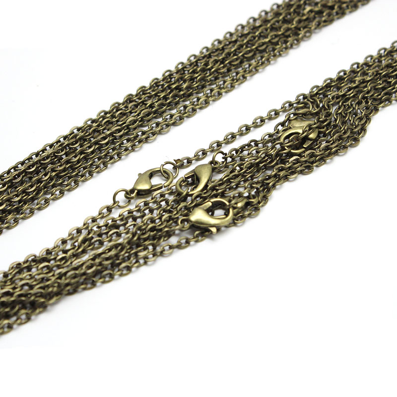 10 Uds. De collar de cadena de eslabones ovalados de Color bronce antiguo negro de 2x3mm con cierre de langosta de 50cm apto para colgantes DIY, accesorios para hacer joyas