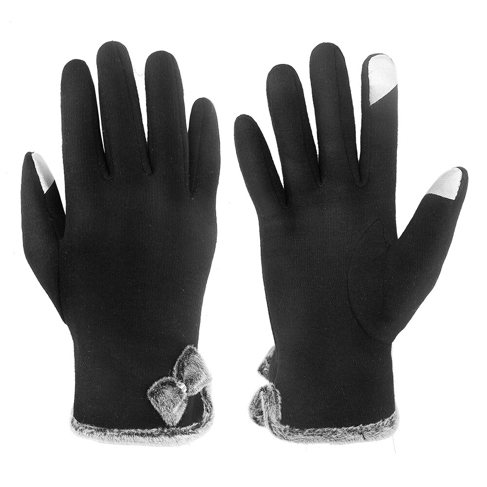 Women Men Touch Screen Winter Gloves Autumn Warm Gloves Wrist Mittens Driving Ski Windproof Glove: Black