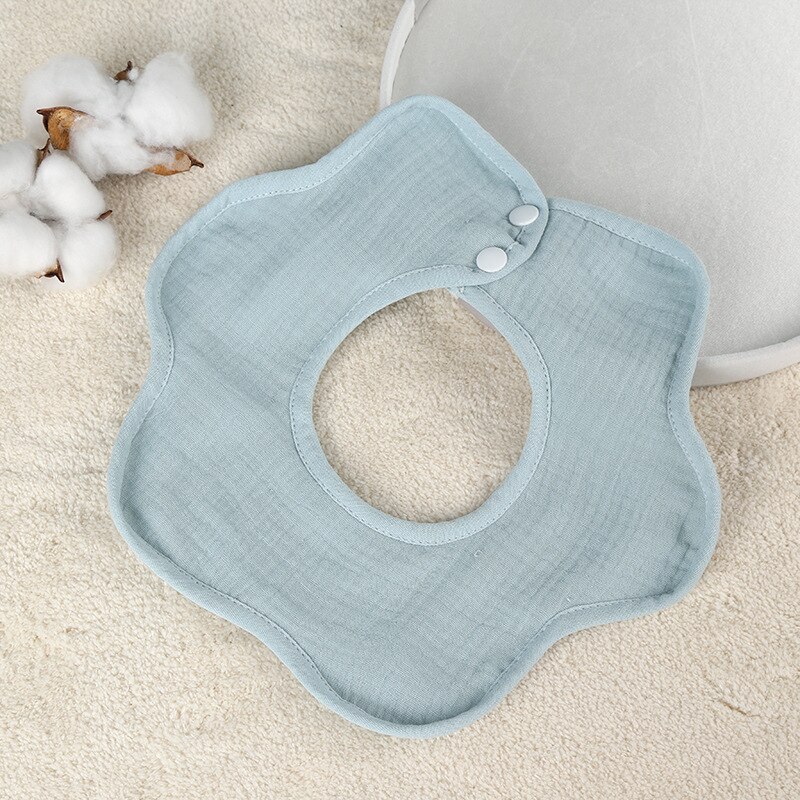 4PCS Six-layer Cotton Gauze Baby Feeding Bibs 360 Degree Rotating Crepe Petal Bib Kids Saliva Towel Scarf: Green