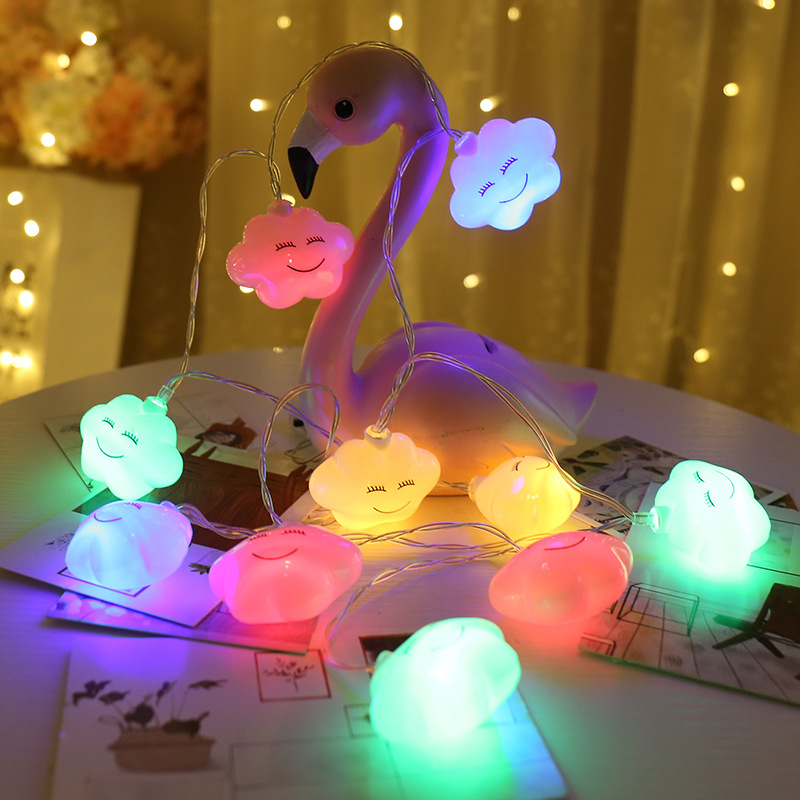 Guirnalda de luces Led con forma de nube para niños, lámpara de hadas de 1,5 M, decoración del hogar, dormitorio, con batería, 3 colores, novedad, 10Led: multicolor