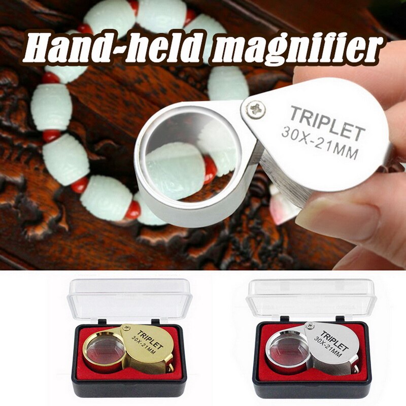 mini mały przenośny podręczny lupa jubilerska 30X 21mm duże powiększenie szklany metalowy składany kieszonkowy rozmiar identyfikacja lupa