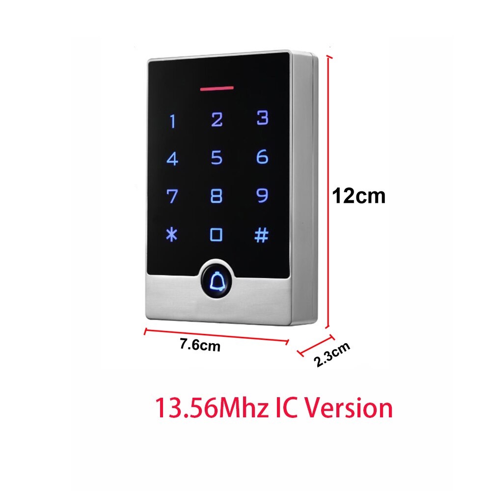 125Khz Rfid Toegangscontrole Systeem Reader Keypad IP65 Waterdichte Backlight Touch Keypad Metal 2000 Gebruikers: 13.56Mhz IC Version