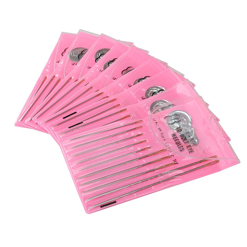 10pcs/Set Multi Purpose for Household Large Eye Cross Stitch Needles Sewing Needle Embroidery Tool Gold Plated Steel