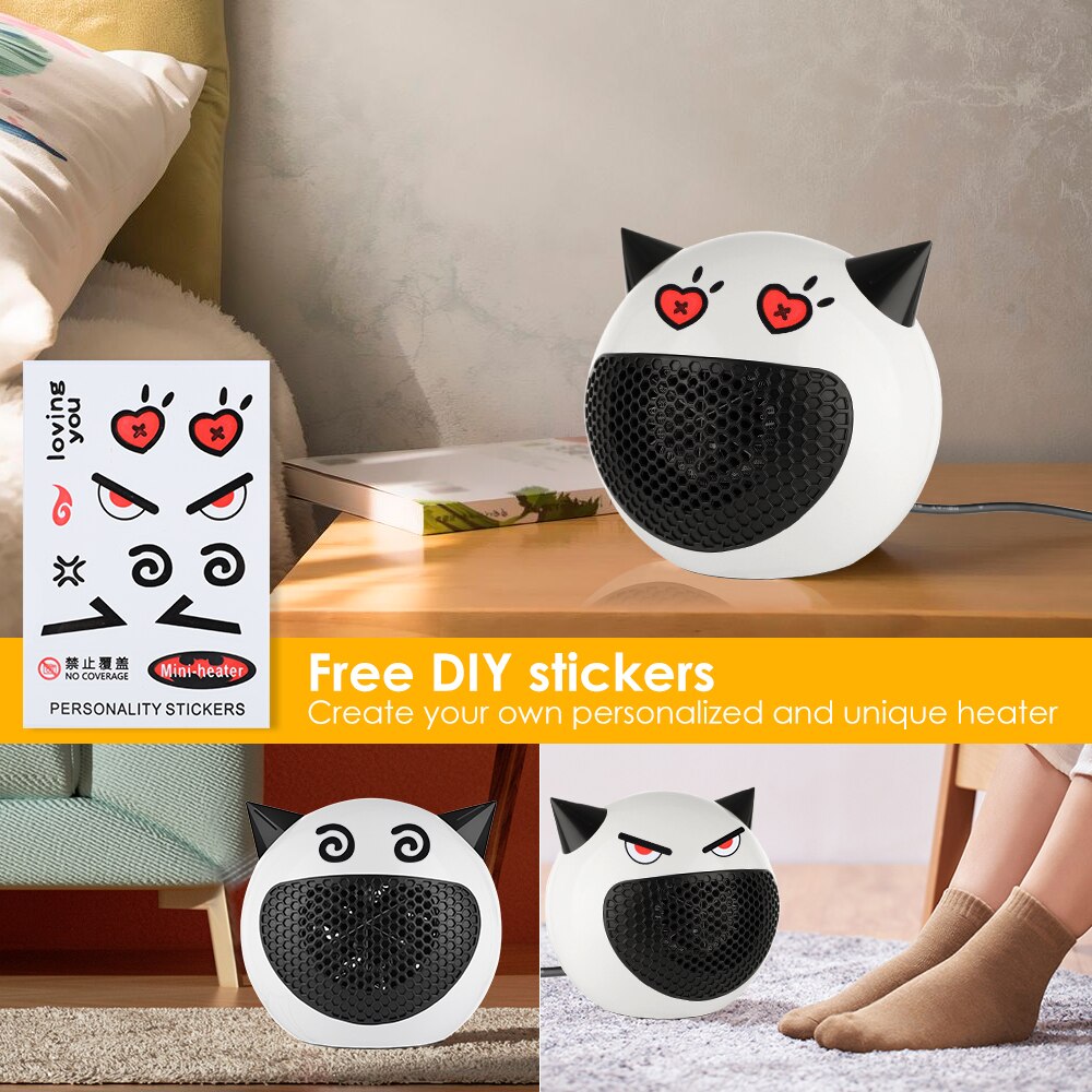 Electric Heater Desktop Heater Little Devil Mini Small Heater Vertical Mute Heater Keep Warm Household Quick Heat Winter