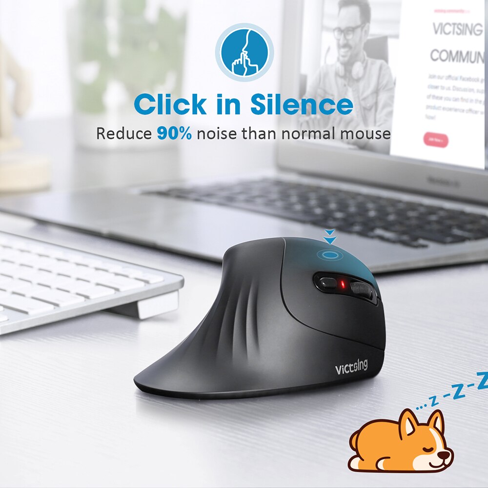 VicTsing PC283 Wireless Mouse 2.4Ghz Ergonomic Vertical Mouse 6 Buttons Silent Mice with 3 Adjustable DPI for PC Laptop Computer