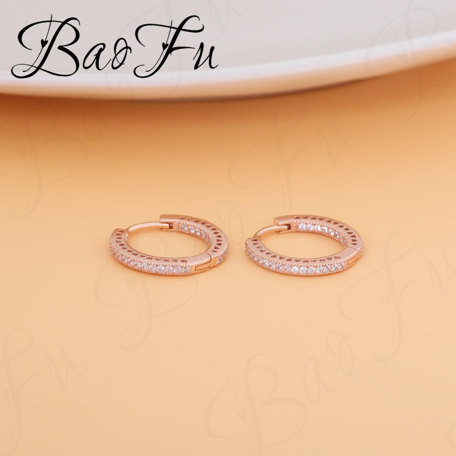 BaoFu 925 Sterling Silver Stud Earrings Shiny Love Hollow Romantic Bow Signed Earrings Suitable for Original Wonmen Accessories