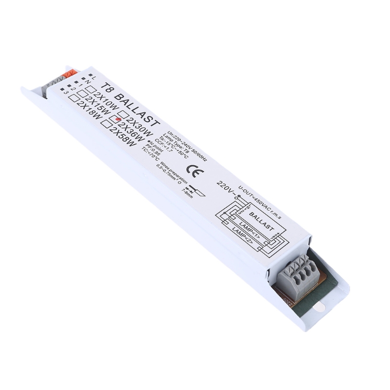 Balastro electrónico T8 de amplio voltaje de 220-240V CA 2x36W, lastres de lámpara fluorescente 449C