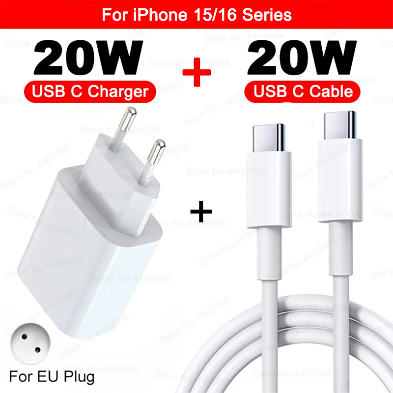 20W para iPhone USB C cargador rápido para iPhone 15 14 13 12 11 16 Pro Max 8 Plus PD cargador tipo C cable de carga rápida Accesorios: IL