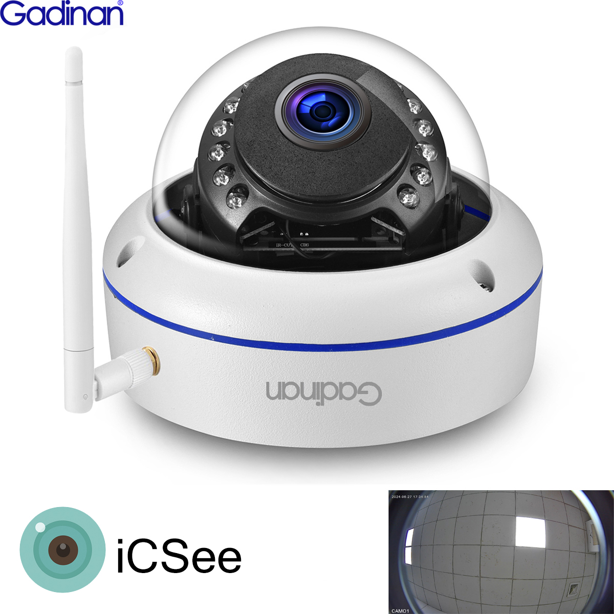 Gadinan iCSee APP 5MP FishEye Panorama Sicherheit 2MP 1080P HD 1,7mm Objektiv Weitwinkel CCTV Netzwerk Kuppel wifi Kamera P2P Xmeye VMS