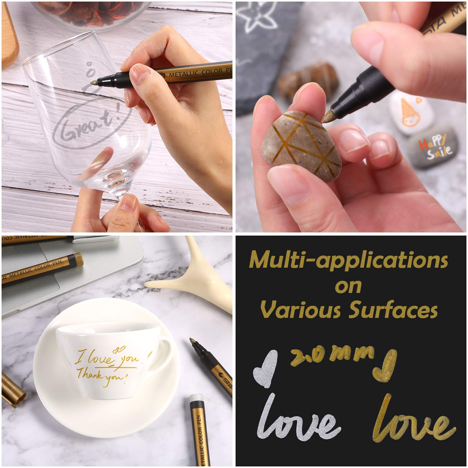 Metallic Marker Pens Gold and Silver Metallic Permanent Markers Suitable