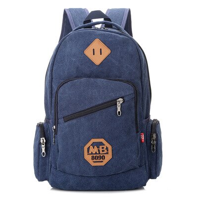 Mochila escolar masculina de lona, bolsa escolar de ombro com grande capacidade para viagem, estilo vintage 2020: Blue