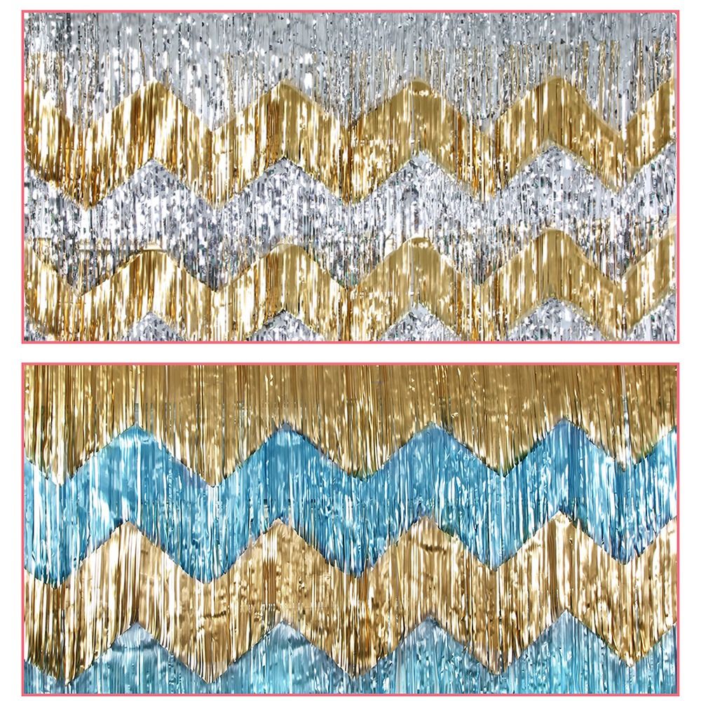 3 uds 50x200cm cortina de seda de lluvia ondulada PET cortina de lluvia decorativa con purpurina exquisita cortinas de fondo para decoración del hogar