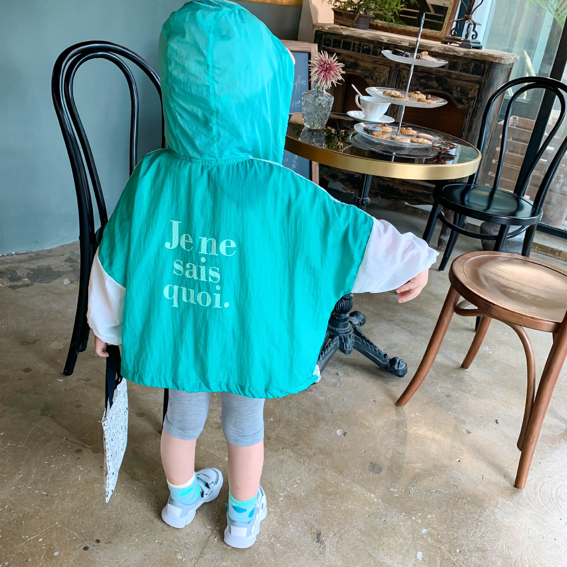 Summer boys girls thin patchwork sun-protective jackets letters printed hooded zipper Sun protection