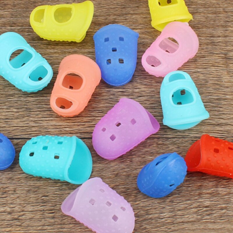 Protectores de dedos de silicona para guitarra, 5 piezas, protectores de dedos para ukelele, antideslizantes, 6 colores opcionales