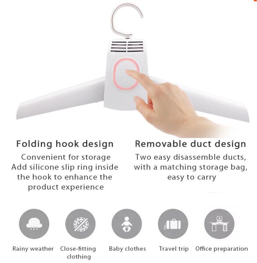 Portable Clothes Dryer Electric Smart Hang Dryer Clothes Drying Machine Available Clothes Hanger&Shoes Dryer For Outdoor Travel: Black