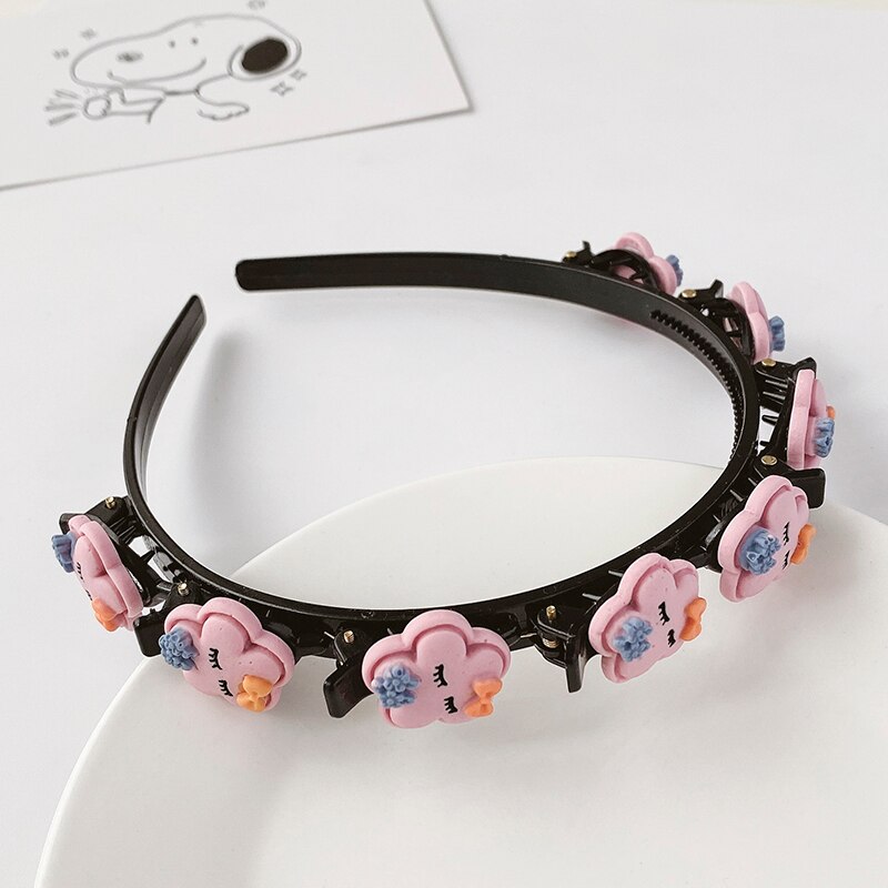 Kinderen Leuke Bloem Gevlochten Haarband Gebroken Haar Artefact Meisjes Niet Pijn Haarspeld Hoofdband Haarspeld Hoofdtooi Vrouwelijke: Eyes Closed Flower