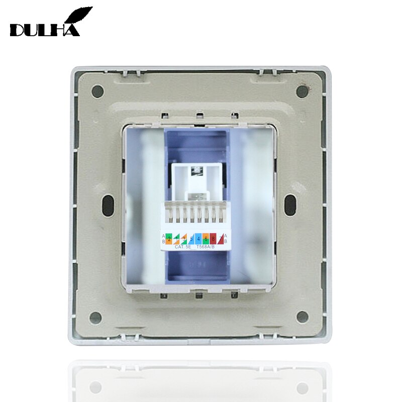 Computer Wall Ethernet Socket, Luxurious Satin Metal Panel, Electric RJ45 Data Network Internet Jack Cat5 Coaxial Plug Outlet