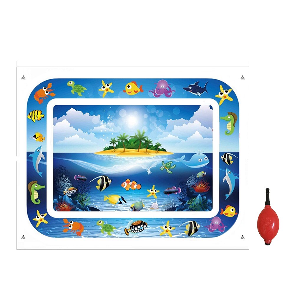 Inflatable Baby Water Mat Infant Tummy Time Playmat Toddler Fun Activity Play Center for sensory stimulation, motor skills: 6