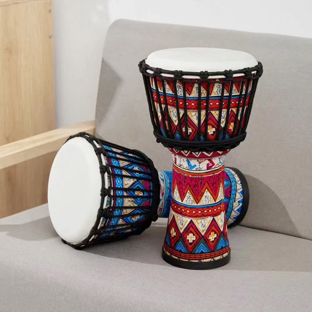 8 Inch Draagbare Afrikaanse Trommel Djembe Handtrommel Met Kleurrijke Art Patronen Percussie Muziekinstrument