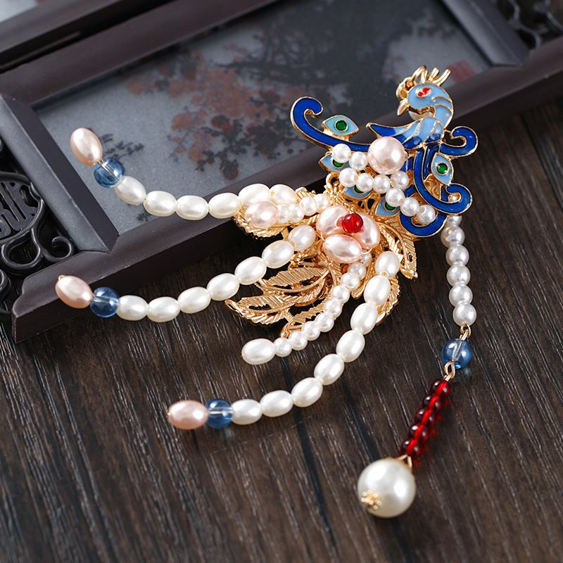 Phoenix-haarnadel, vintage-haarspange, harzperlen, luxuriöser hanfu-haarschmuck für damen, haarnadelschmuck, chinesisches weihnachtsschmuck
