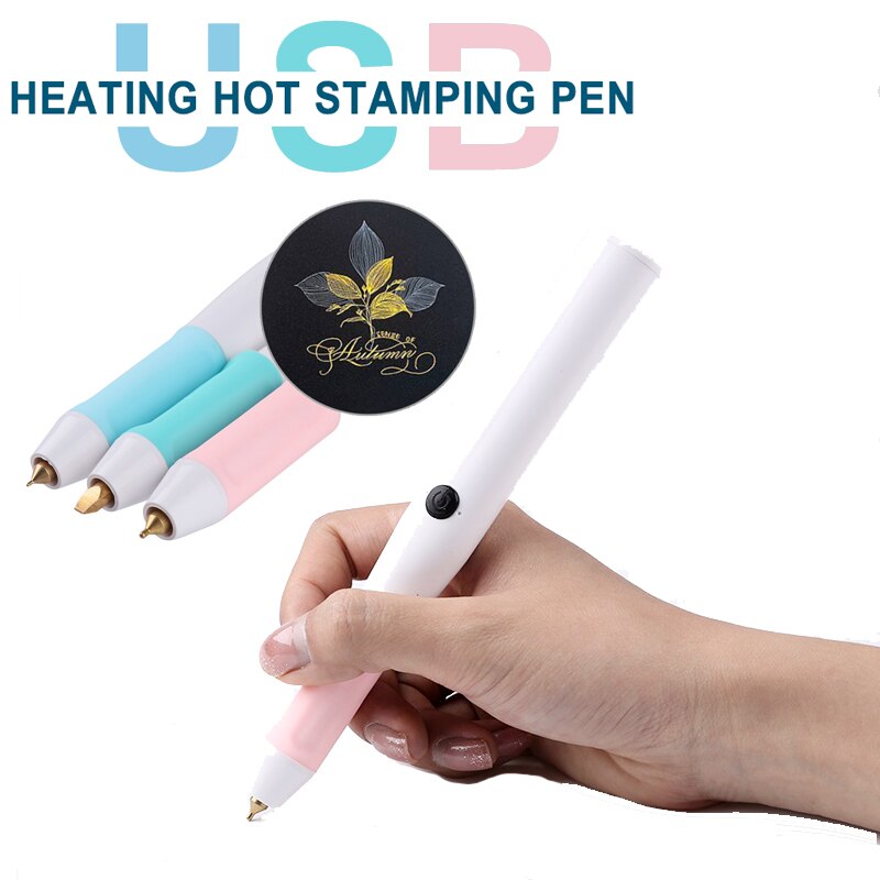 Stylo d&#39;estampage à chauffant avec tête Interchangeable, pour ajouter des Sentiments d&#39;écriture scintillante à vos projets,