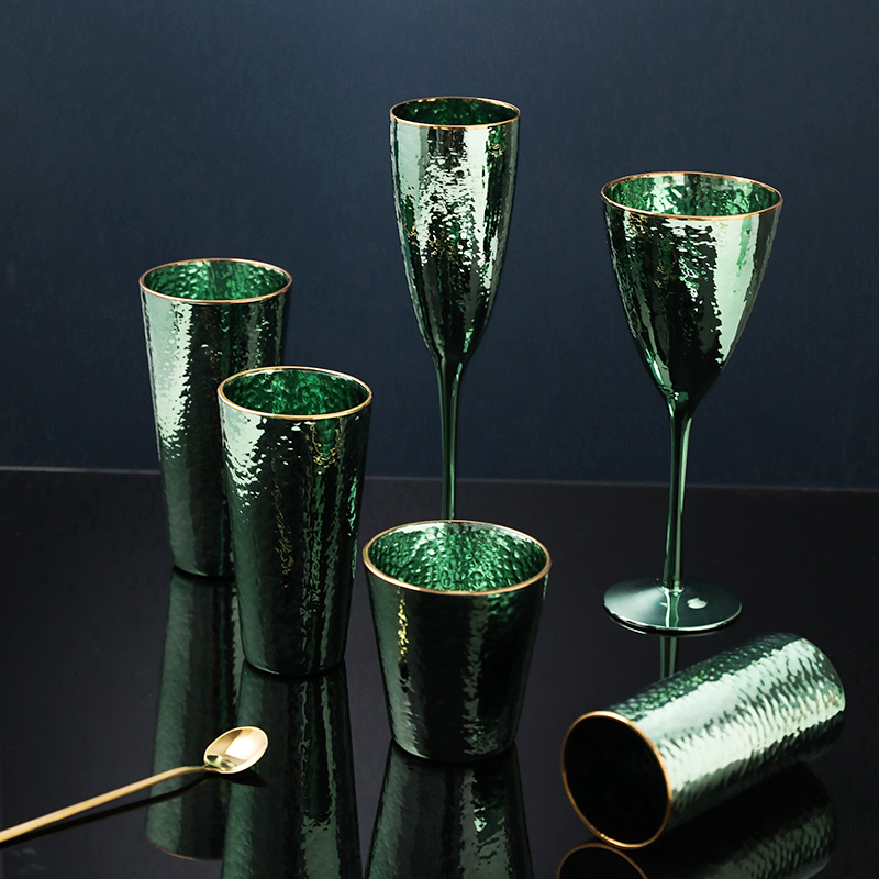 Phnom penh glas bägare grön nordisk lyx dricksglas hammare frukost mjölkkopp champagneglas