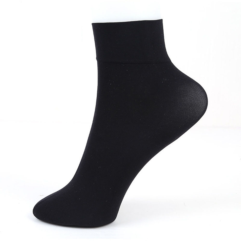 2 paires de chaussettes chaudes à la cheville pour femme et fille, couleur unie, en Nylon à large bouche, courtes, couleur chair, collection automne hiver: Black