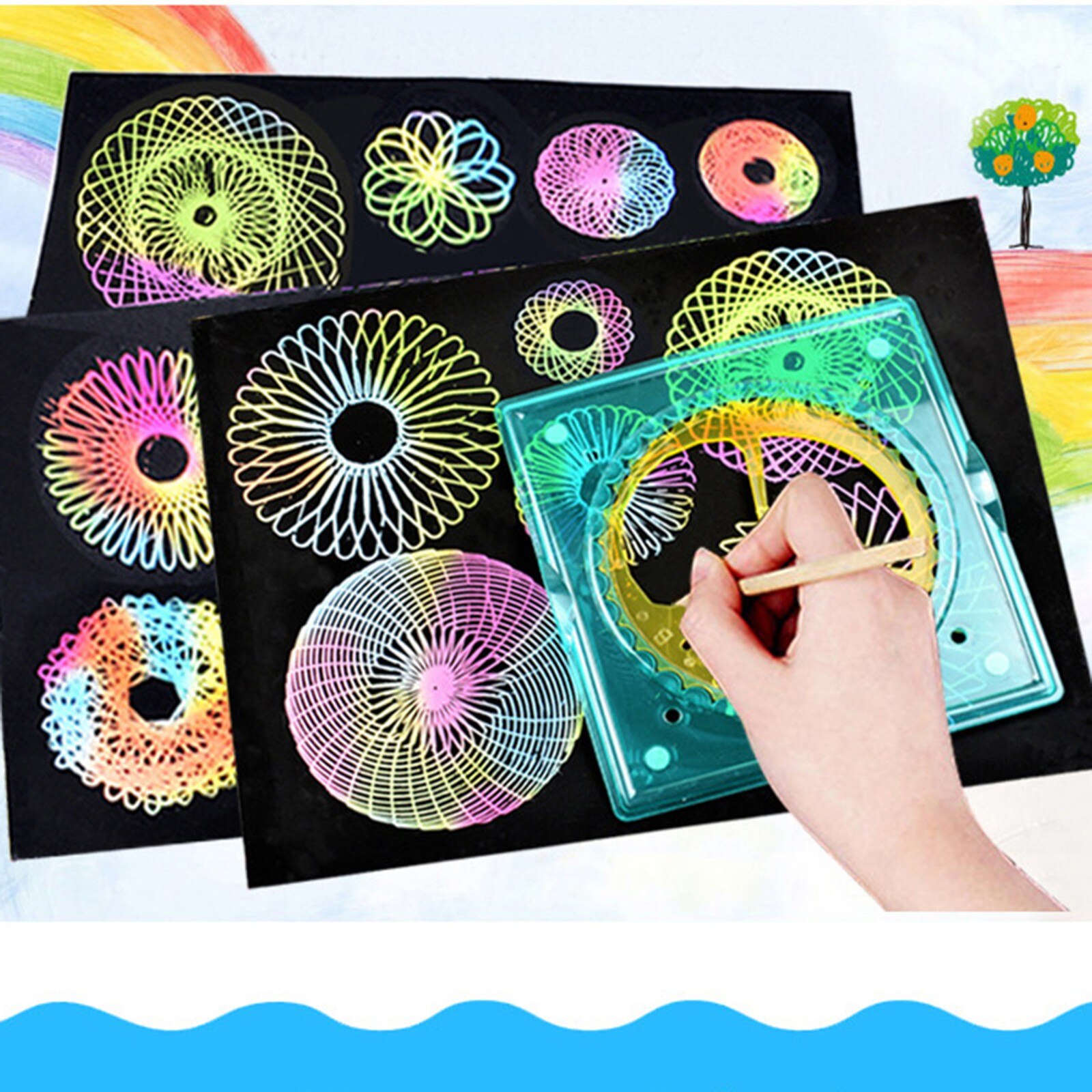 Fleurs magique règle ensemble multifonctionnel pratique dessin règle papeterie Puzzle Wanhua règle apprentissage dessin outil 100M
