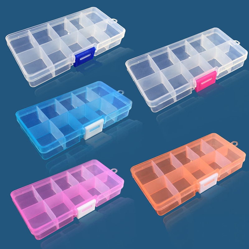 10 Slots Cells Colorful Portable Jewelry Tool Storage Box Container Ring Electronic Parts Screw Beads Organizer Plastic Case