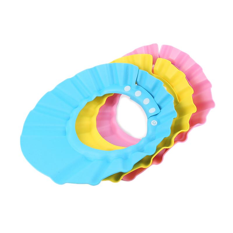 3 couleurs enfants réglable sûr shampooing douche bain doux casquettes bébé chapeaux imperméable lavage cheveux bouclier douche produit