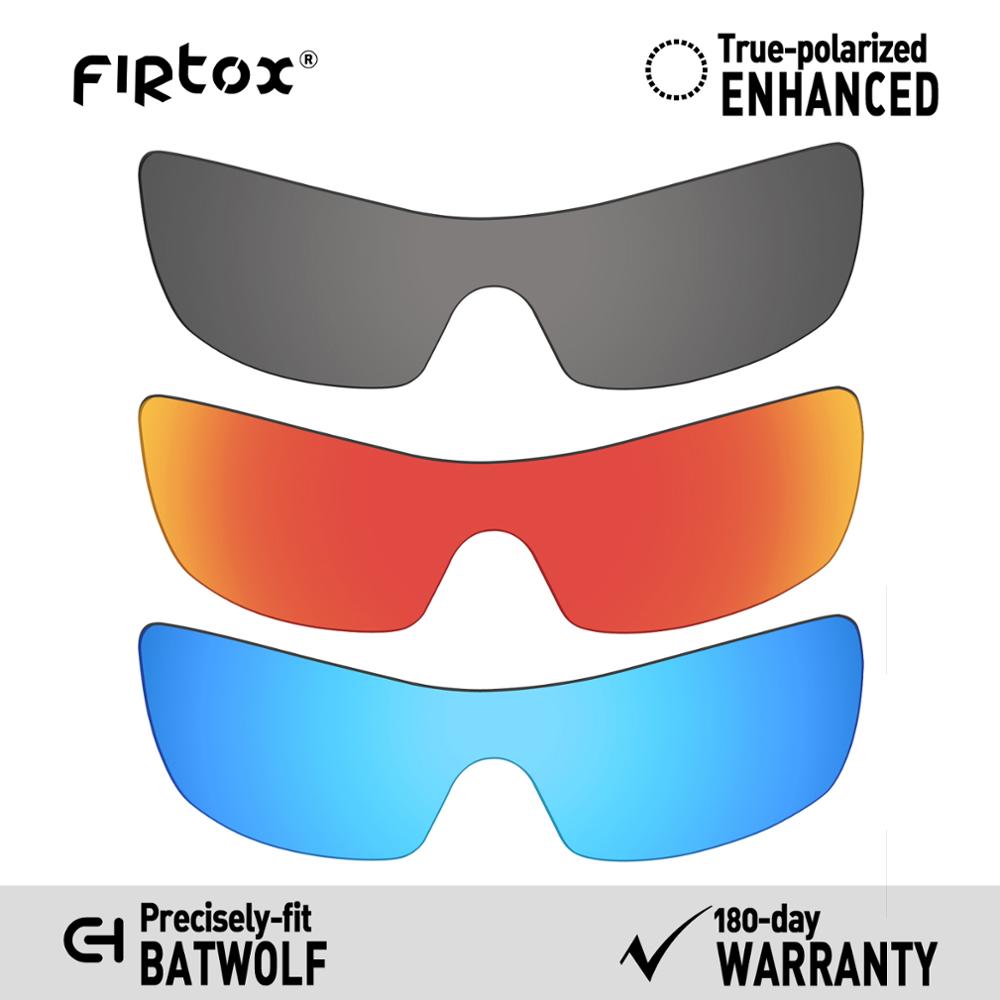 Firtox verdadeiro uv400 lentes polarizadas substituição para-óculos de sol oakley batwolf oo9101 (lente compatível apenas)-várias cores: Black-Red-Blue