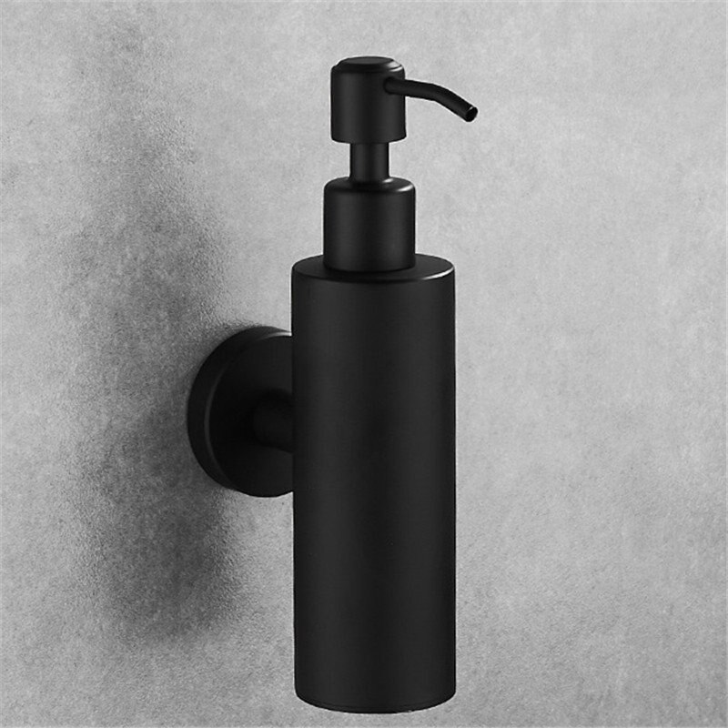 Flydende sæbedispenser hånd køkkenvask sæbe beholder 304 rustfrit stål sort badeværelse shampoo holder vægmonteret flaske: Stil 3 sort d