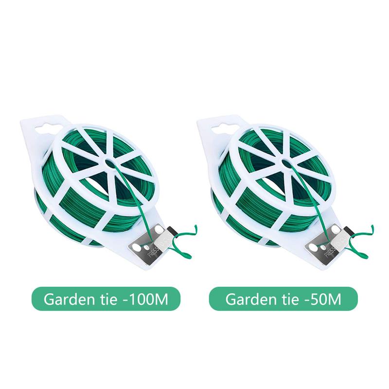 Gardening Twist Tie 100m/50m Plastic-Coated Wire Binding Cable Rubber-Coated Binding Rope PVC Garden Flower Plant