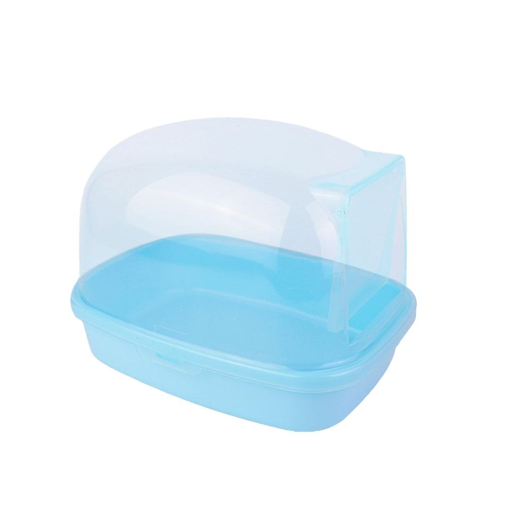Casa de baño para mascotas, Hamster, piscina, Chinchilla, polvo, arena, baño, ducha, inodoro: Blue