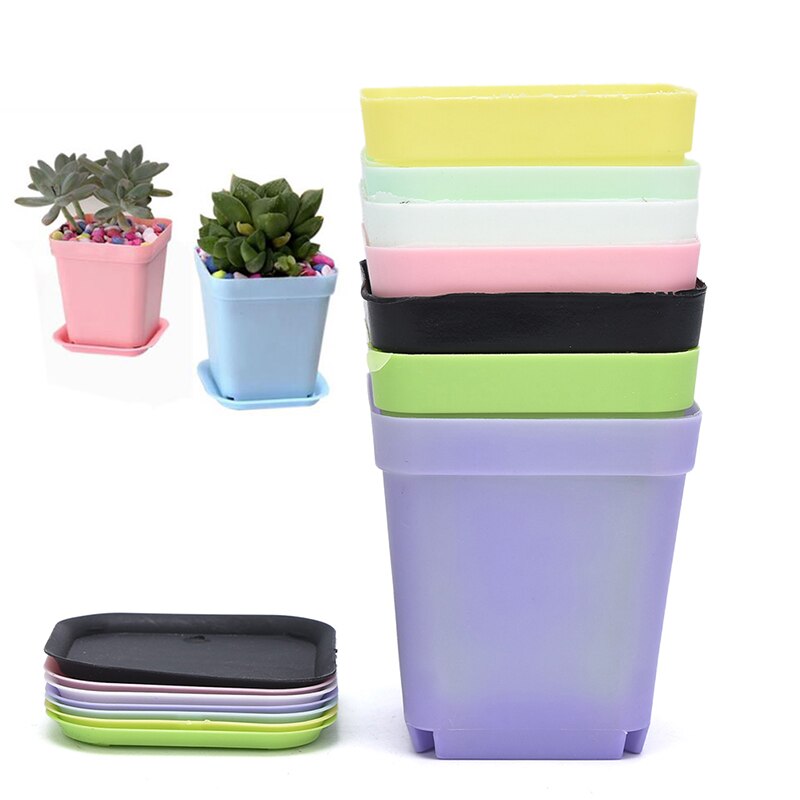 7 väriä saatavilla olevat sakeuttavat kukkaruukut istutusastiat muoviruukut pienet neliönmuotoiset ruukut meheville kasveille
