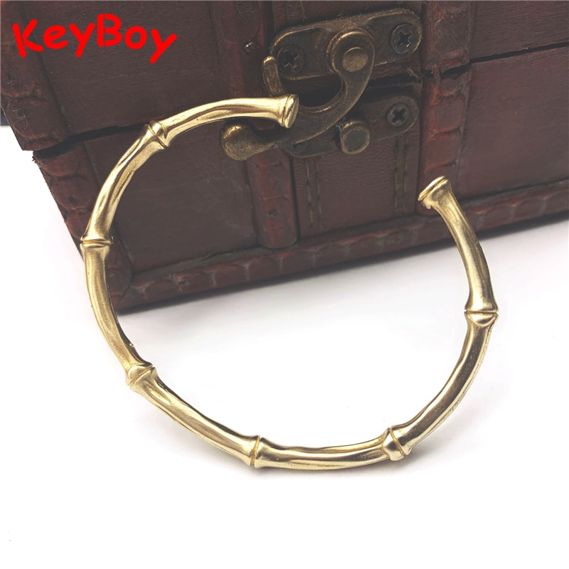 Pulsera de cobre puro de bambú para mujer, brazalete de Metal de latón antiguo, estilo Punk, a la , , en forma de C