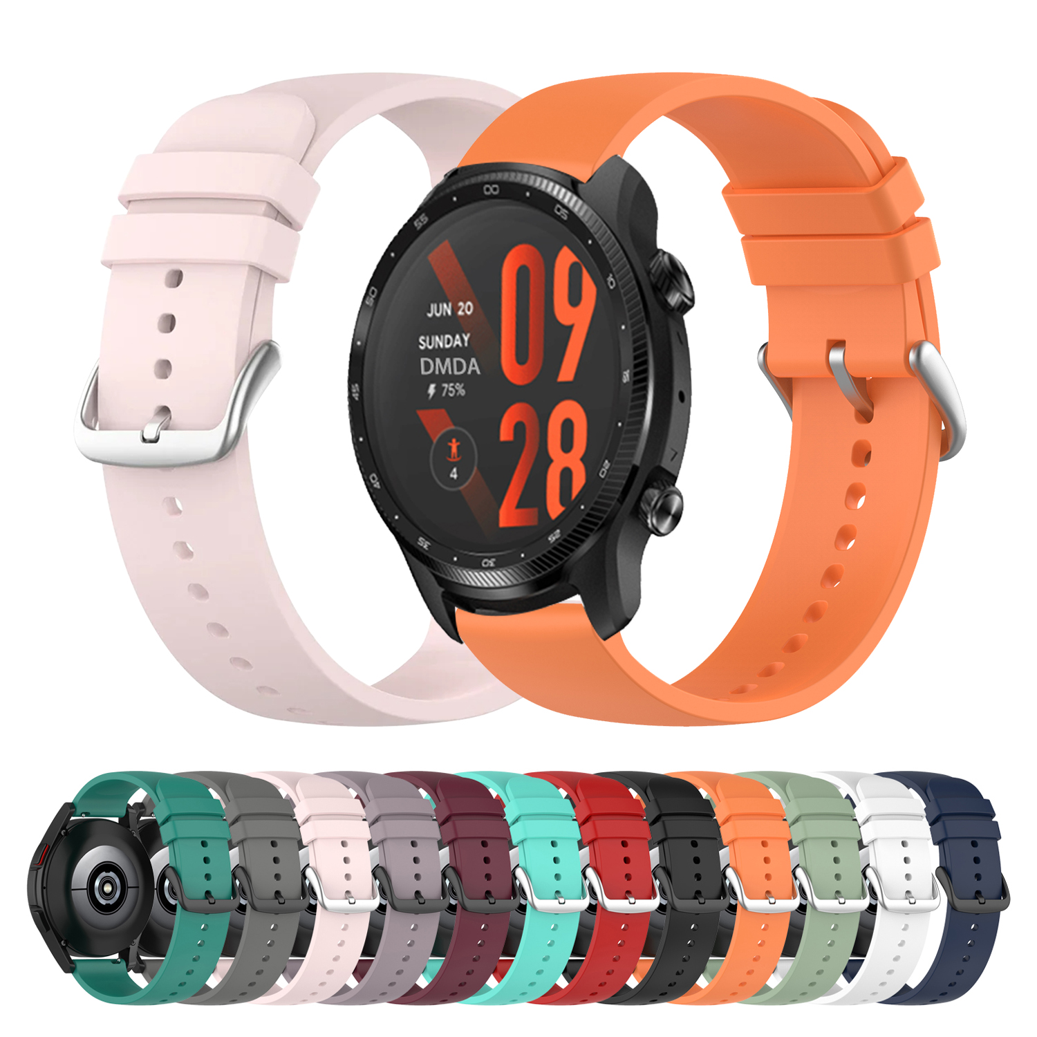 Bracelet de sport en Silicone pour TicWatch E3/E2/S2/S/GTH GTX/GTW, TicWatch Pro 3 Ultra GPS/Ultra LTE, 20mm 22mm, ceinture en caoutchouc