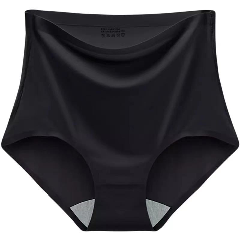 Ropa interior fina de talla grande para mujer, ropa interior sedosa de cintura alta de seda helada, sin costuras, para vientre gordo, 45-100kg